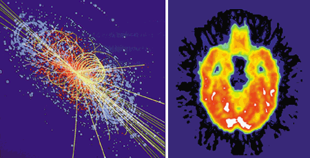 Higgs boson simulation and positron emission tomography