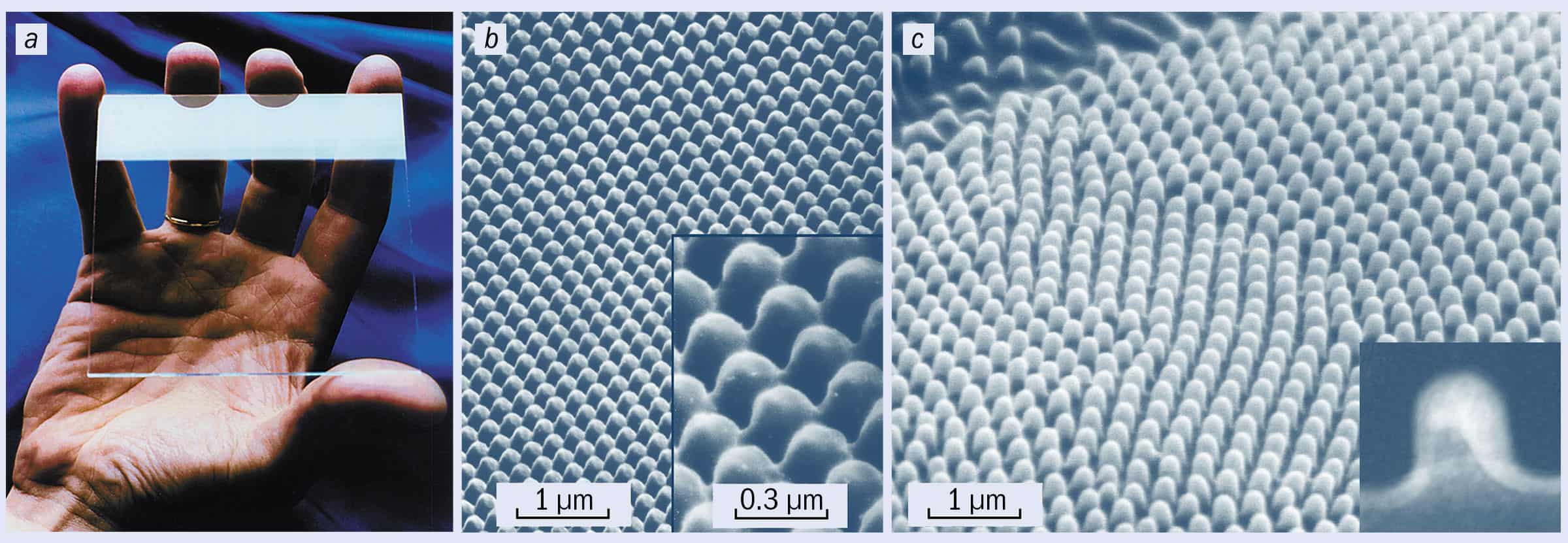 Image of antireflection nanostructures on a glass sheet