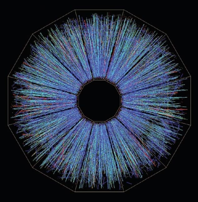 12-sided shape filled with particle tracks