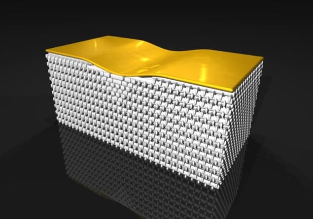 3-D invisibility cloak hides gold "bump"