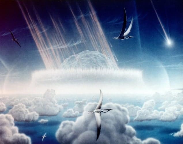 Painting depicting an asteroid impact on Earth