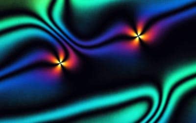 Defects are distortions of molecular orientations within the liquid crystal. (Photograph by Israel Lazo; interpretation by all the authors of the article: Oleg Lavrentovich, Israel Lazo and Oleg Pishnyak)