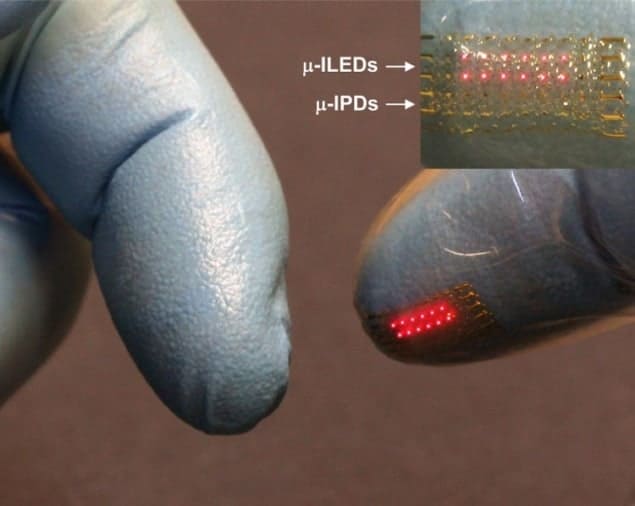 Photograph of LEDs at the tip of a glove
