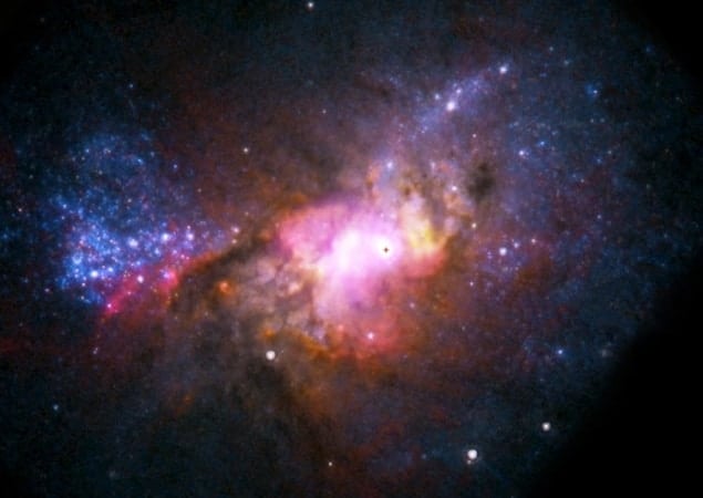 Composite image of Henize 2-10 showing the location of the black hole