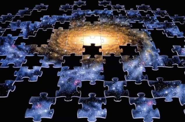 Schematic of the universe depicted as a jigsaw puzzle