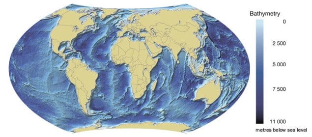 Ocean bathymetry map