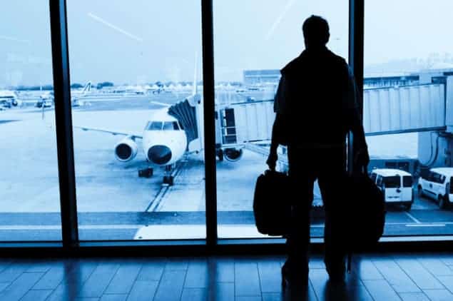 Person at an airport about to board a plane