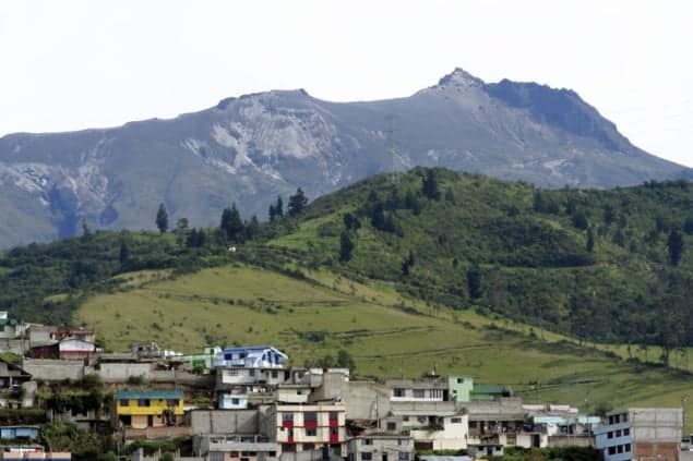 Photo of the volcanoes stretching south from Quito in South America