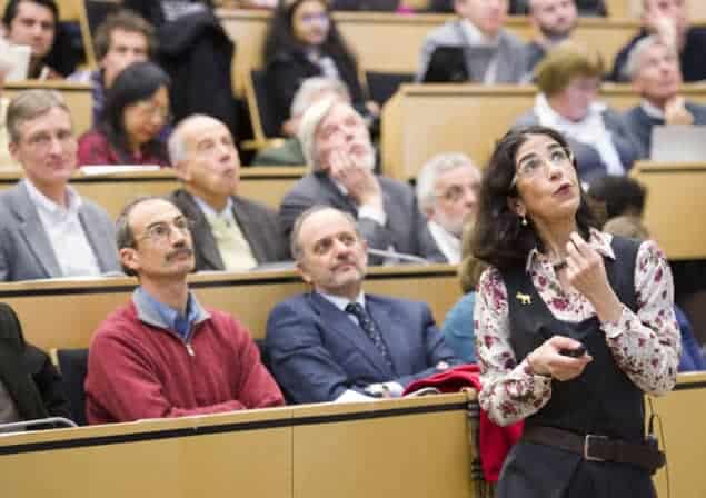 A photograph of ATLAS spokesperson Fabiola Gianotti