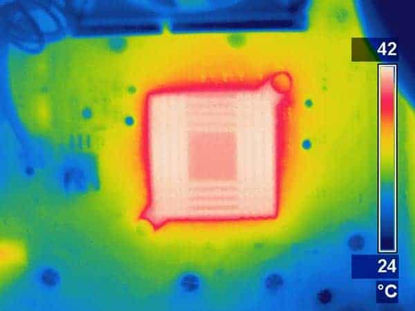 Thermogram of a hot computer chip