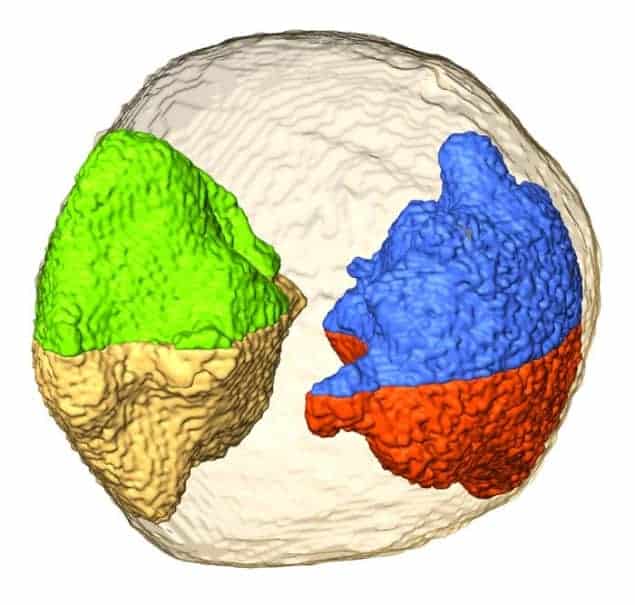 Image of a gold nanoparticle showing the boundaries between different grains