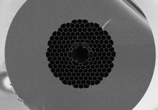 Cross-section of the photonic-crystal fibre used to trap microparticles