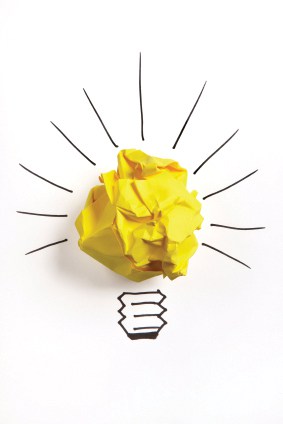 Light bulb made from screwed up paper