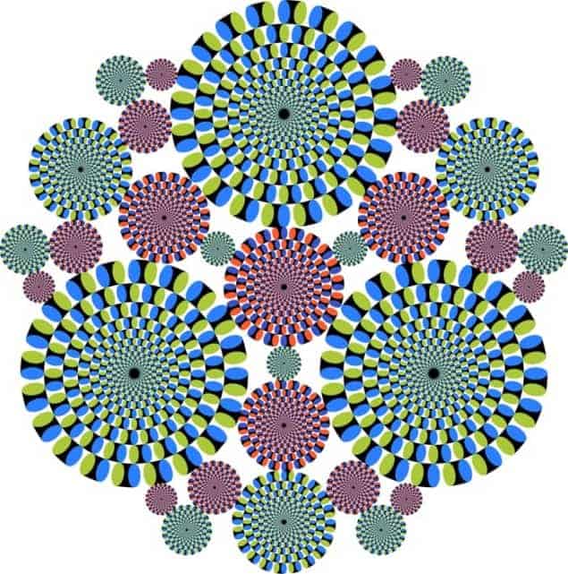 A static illusory-motion image of a 2D space-filling bearing configuration with 31 rotor discs