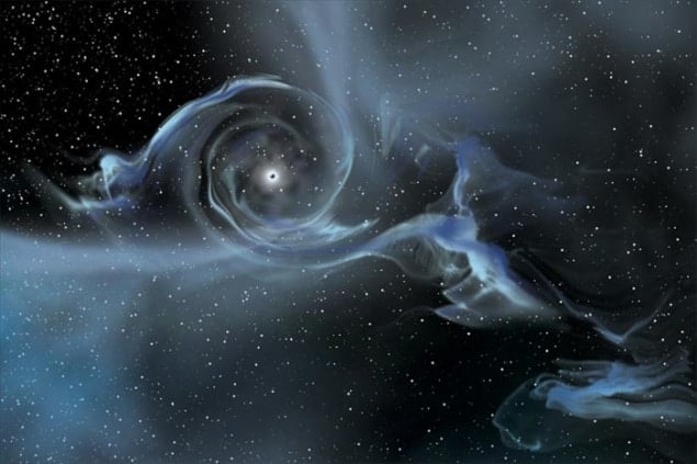 An artist's impression showing a large stellar-mass black hole