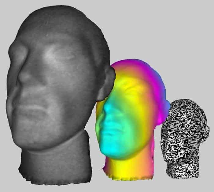 Three different versions of the head reconstructed by Sun et al.