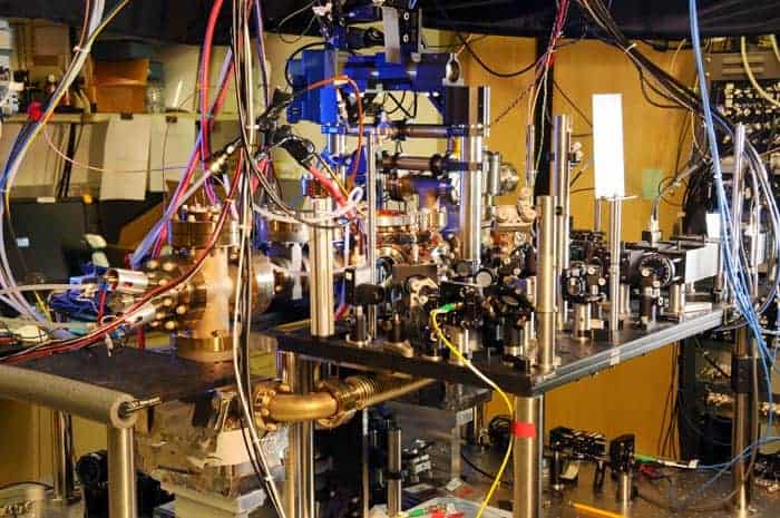 Photograph of the ytterbium lattice atomic clock set-up at NIST