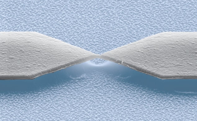 Scanning electron microscope image of the single-atom switch Scanning electron microscope image of the single-atom switch