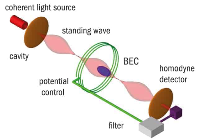 Diagram showing the scheme for monitoring a Bose-Einstein condensate