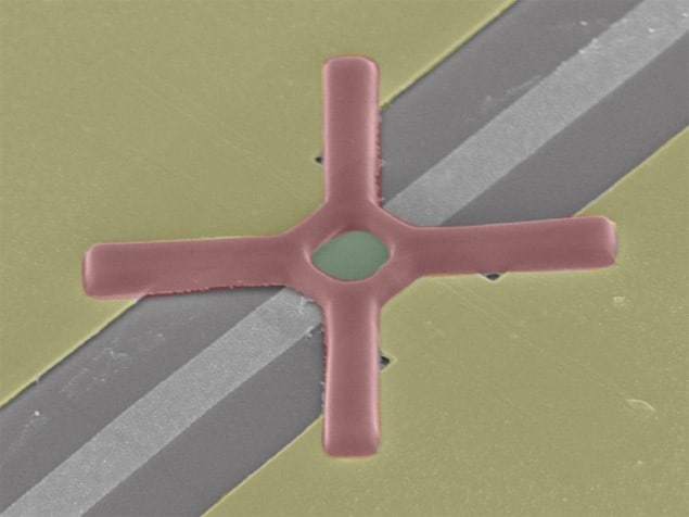 Scanning-electron-microscope image of the graphene NEMS Scanning-electron-microscope image of the graphene NEMS