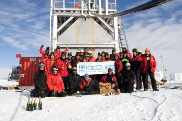 Photograph of IceCube scientists at the South Pole