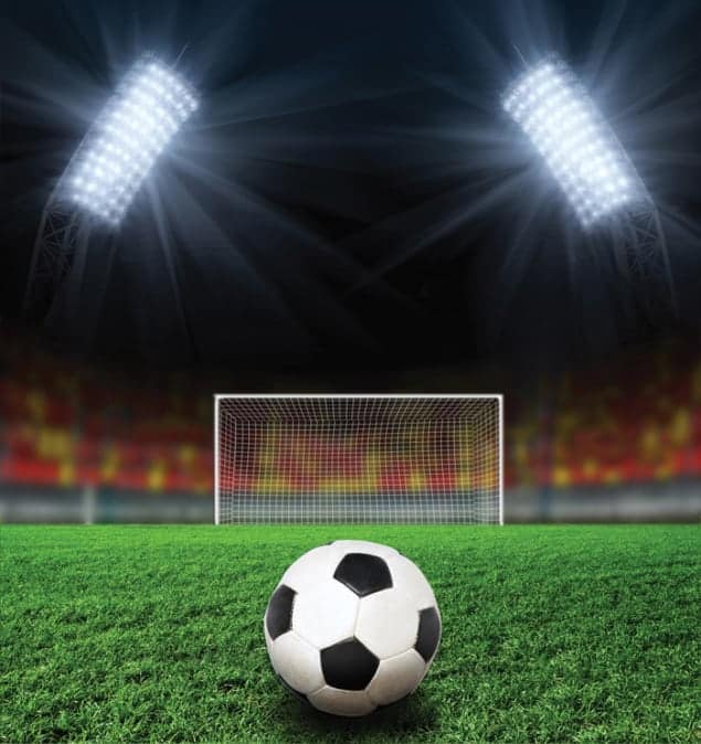 A photo of a ball in front of a football goalpost, which can represent the scientific method.