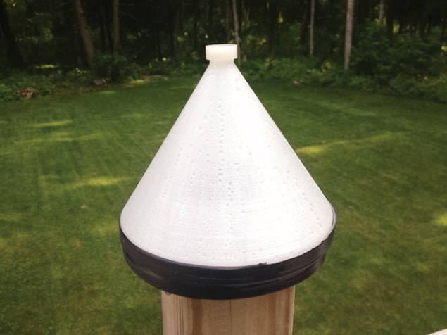 Photo of a solar-powered water purification cone