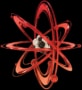 Blood-red Bohr model of the atom