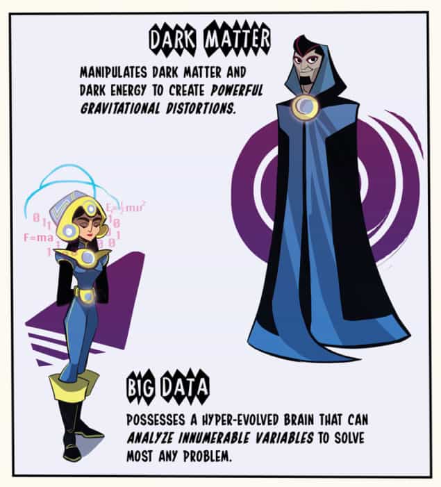 Dark Matter and Big Data – cartoon superheroes inspired by physics