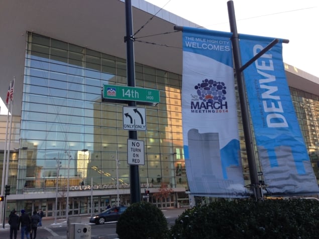 Banners outside a convention centre advertising APS March 2014