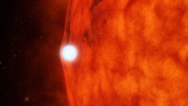 An artist's impression of a white dwarf crossing in front of a small star