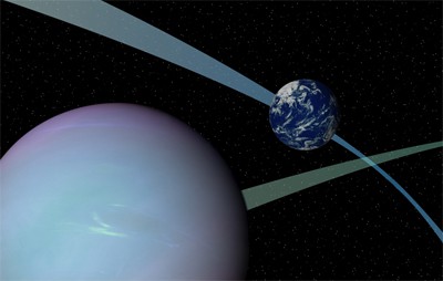 Artist's illustration of a tilted exoplanet