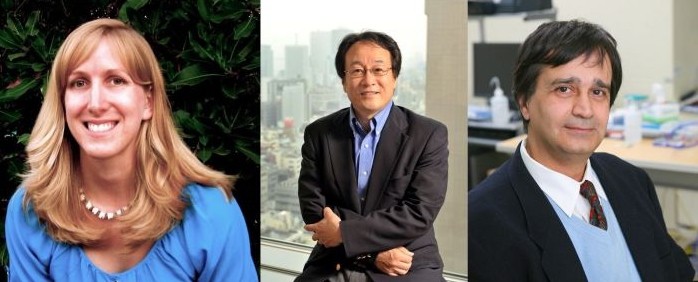 The nanophotonics panel: Jennifer Dionne (left), Satoshi Kawata (middle) and Adarsh Sandhu