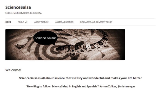 Front page of the Science Salsa website