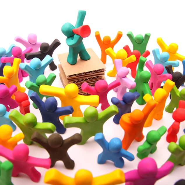 Illustration of a person lecturing to a crowd