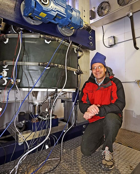 Photograph of Neal Iverson and the Iowa State University Sliding Simulator