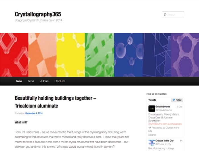Home page of the website Crystallography365