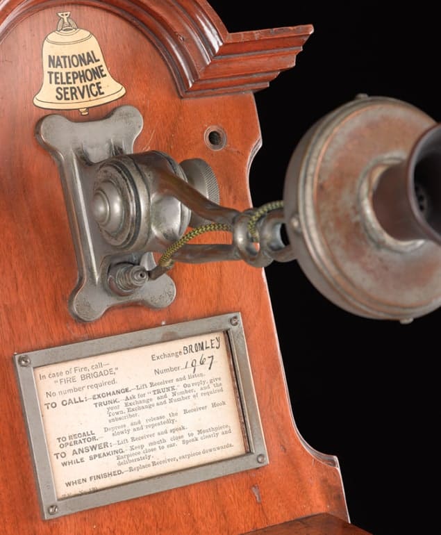 Photo of an old telephone labelled National Telephone Service