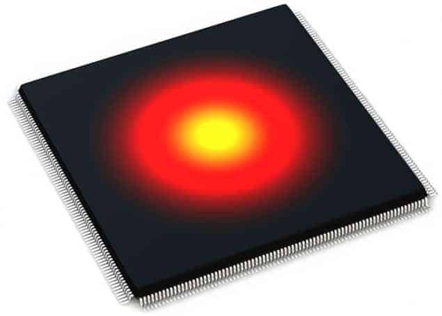 Illustration of a hot computer chip