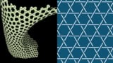 A floppy kagome lattice on the left and a rigid flat one on the right