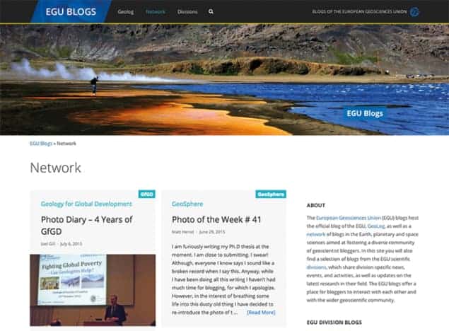 Home page of the European Geosciences Union blog network