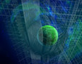 Computer artwork of a spherical body curving space-time. Credit: Harald Ritsch/Science Photo Library