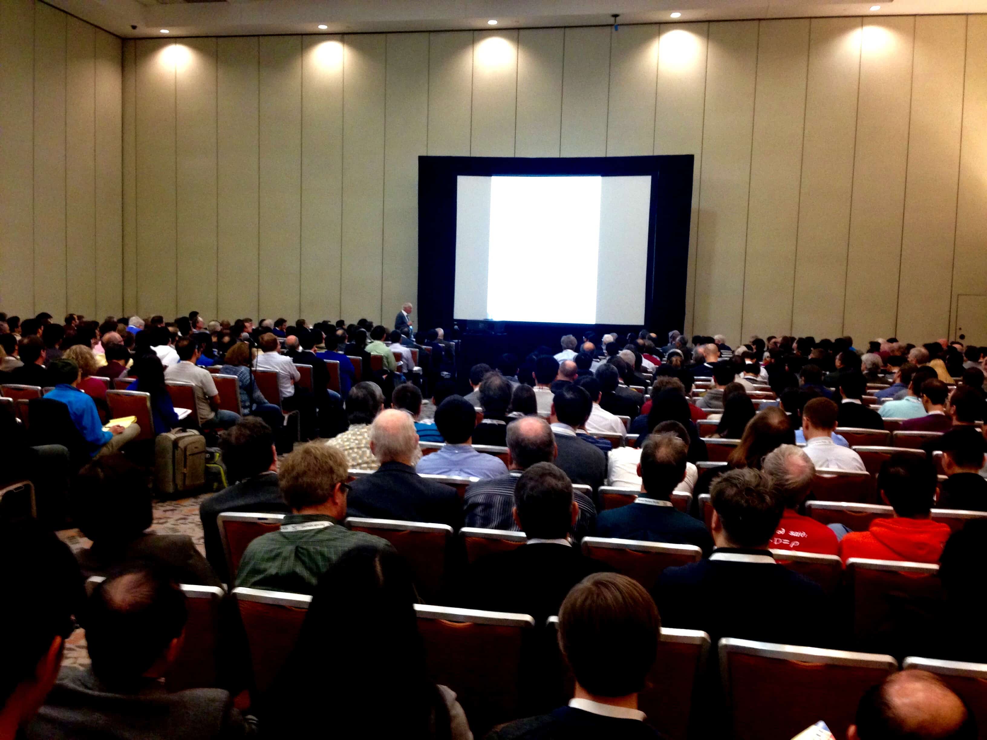 A packed room for Sir Anthony's talk at APS March 2016