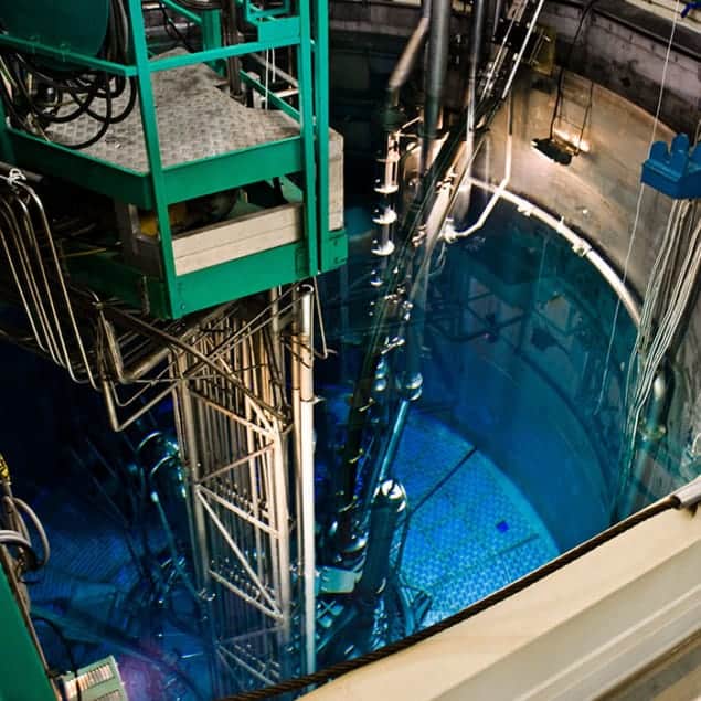 Photograph of the nuclear reactor core at the Institut Laue-Langevin