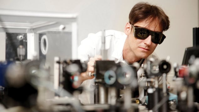 Paul Dean with his terahertz laser Paul Dean with his terahertz laser