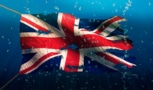 Photo of the British flag submerged under water