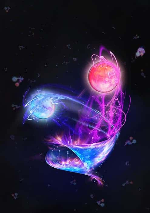 Artistic impression of the production of an electron-positron pair