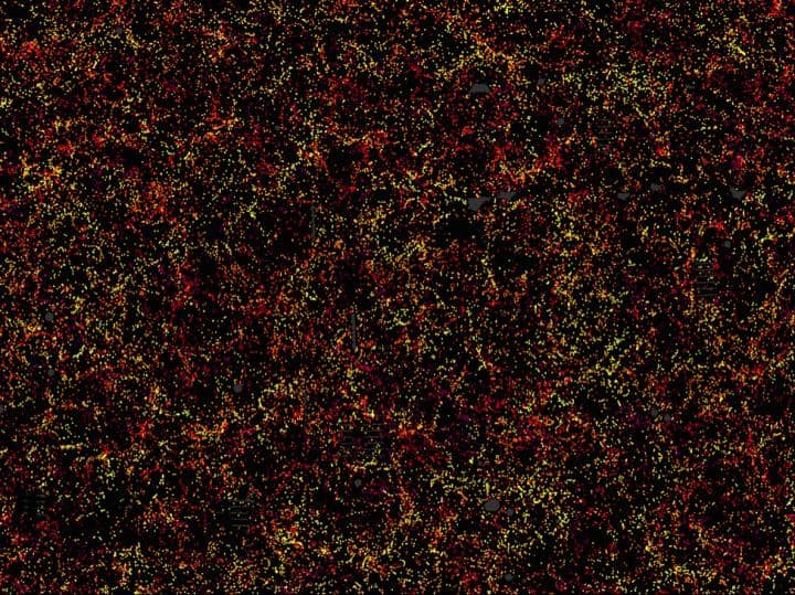One slice through the map of the large-scale structure of the universe acquired by BOSS
