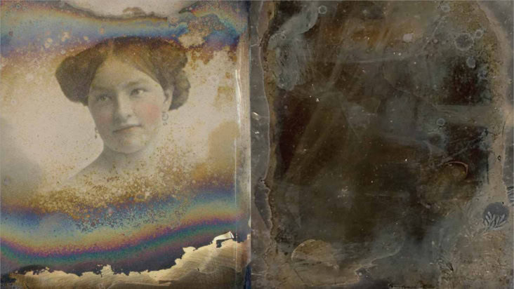 Two heavily degraded daguerrotypes