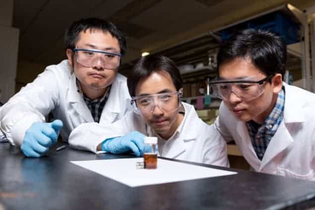 Photograph of Yanjie He, Zhiqun Lin, and Jaehan Jung of Georgia Tech